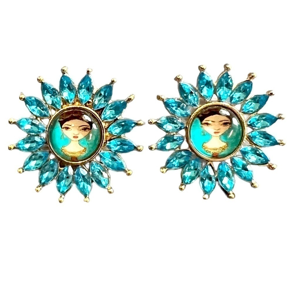 Frida Turquoise Crystal Rhinestone Post Earrings
